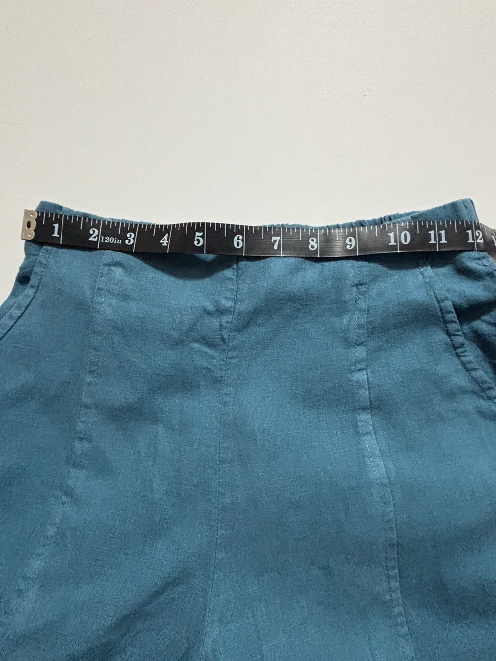 H/G Linen Blend Split Leg Culotte Pants Wide Leg Gaucho Pockets Blue S - Picture 8 of 10